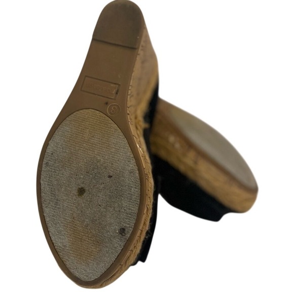 Madden Girl Elivia Black Cork Wedge Peep Toe Sandal Bow Slingback Women's Size 8 - Picture 6 of 7